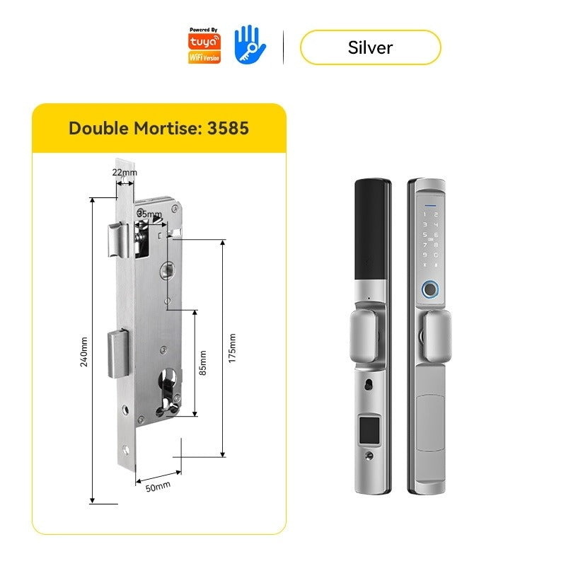 Tropernic F2 Tuya/TTLOCK Waterproof Smart Door Lock Anti Theft Zinc Alloy Sliding Door Lock with Short Handle Semi-Automatic Fingerprint Digital Lock For Aluminum Door