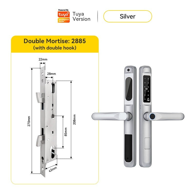 Tropernic A6 5 In 1 Tuya Smart Door Lock with Doorbell Function Waterproof Fingerprint Sliding Door Lock Zinc Alloy Electronic Lock Digital Password Lock For Aluminum Door