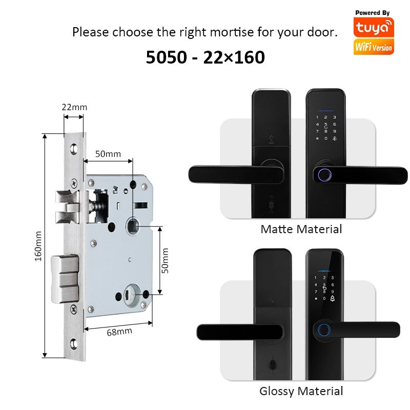 Tropernic H03 5 In 1 Tuya Smart Door Lock with Doorbell Password Digital Lock with Electronic Anti-Lock Fingreprint Kunci Pintu Rumah for Home
