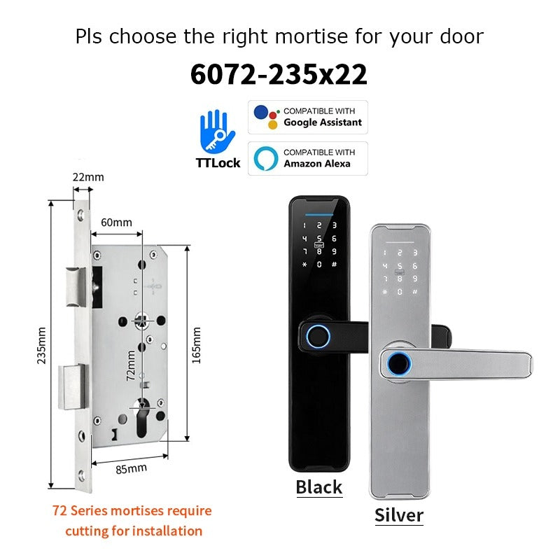 Tropernic K7 5 In 1 TTLOCK Smart Door Lock Fingerprint Lock Pintu Rumah APP Remote Unlock Password Digital Lock for Woodern Door APP Management Google Home Amazon Alexa