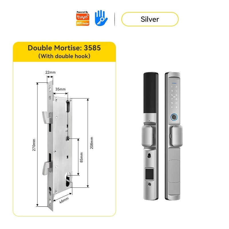 Tropernic F2 Tuya/TTLOCK Waterproof Smart Door Lock Anti Theft Zinc Alloy Sliding Door Lock with Short Handle Semi-Automatic Fingerprint Digital Lock For Aluminum Door