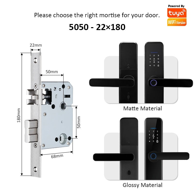 Tropernic H03 5 In 1 Tuya Smart Door Lock with Doorbell Password Digital Lock with Electronic Anti-Lock Fingreprint Kunci Pintu Rumah for Home