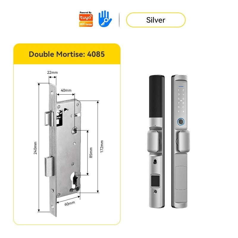 Tropernic F2 Tuya/TTLOCK Waterproof Smart Door Lock Anti Theft Zinc Alloy Sliding Door Lock with Short Handle Semi-Automatic Fingerprint Digital Lock For Aluminum Door