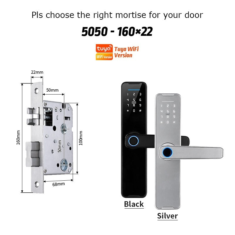 Tropernic K7 5 In 1 Tuya WiFi Smart Door Lock with Doorbell APP Remote Unlock Digital Lock Fingerprint Tombol Pintu Rumah Password Electronic Lock for Home Wooden Door