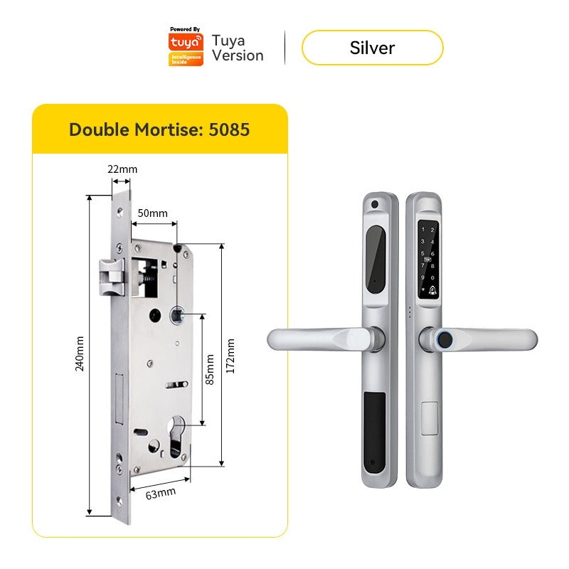 Tropernic A6 5 In 1 Tuya Smart Door Lock with Doorbell Function Waterproof Fingerprint Sliding Door Lock Zinc Alloy Electronic Lock Digital Password Lock For Aluminum Door