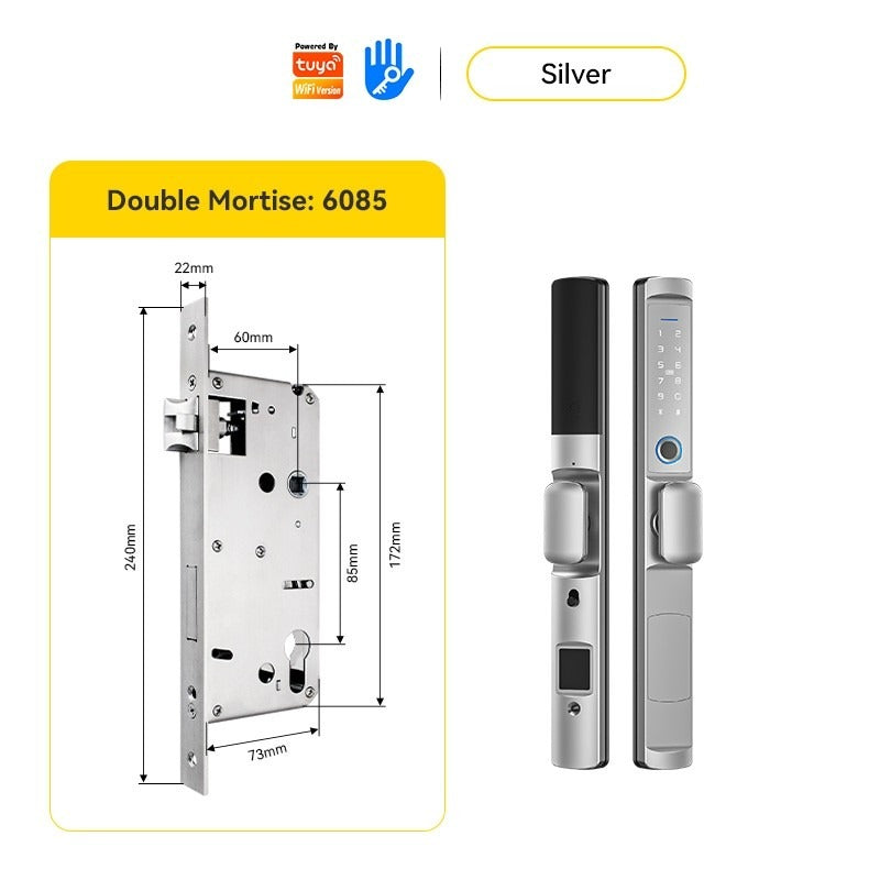 Tropernic F2 Tuya/TTLOCK Waterproof Smart Door Lock Anti Theft Zinc Alloy Sliding Door Lock with Short Handle Semi-Automatic Fingerprint Digital Lock For Aluminum Door