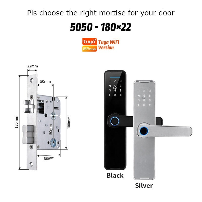 Tropernic K7 5 In 1 Tuya WiFi Smart Door Lock with Doorbell APP Remote Unlock Digital Lock Fingerprint Tombol Pintu Rumah Password Electronic Lock for Home Wooden Door