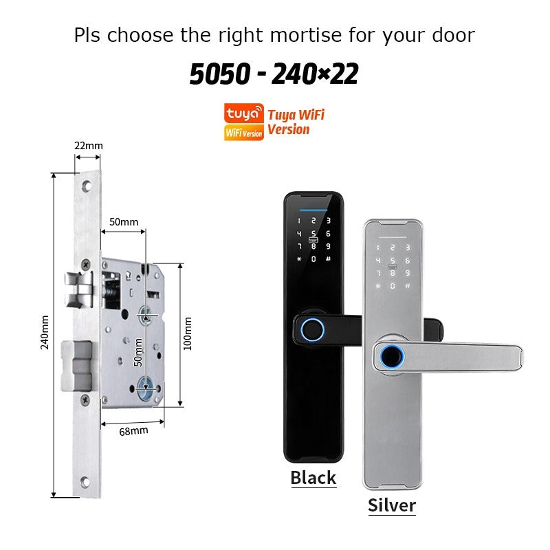 Tropernic K7 5 In 1 Tuya WiFi Smart Door Lock with Doorbell APP Remote Unlock Digital Lock Fingerprint Tombol Pintu Rumah Password Electronic Lock for Home Wooden Door