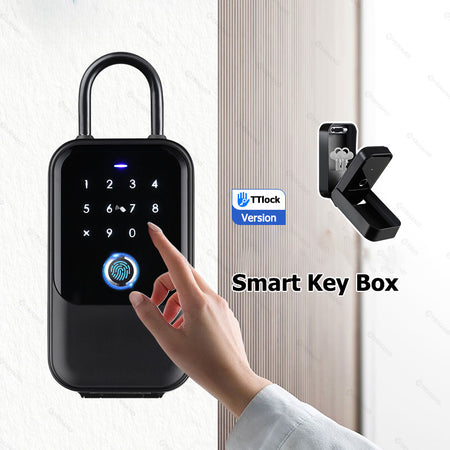 K5-Smart Key Lock Box,Home Key Wireless Smartlock Box with Fingerprint & Passcode & Access Card & Manual Key & TTlock App Control,Easy Installation