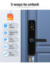 X9pro-TUYA App Biometric Fingerprint Smart Door Lock with Camera,RFID Card/Digital Passcode/Key/App Remote Unlock,Keyless Entry Electronic Smart Door Lock for Home Apartment