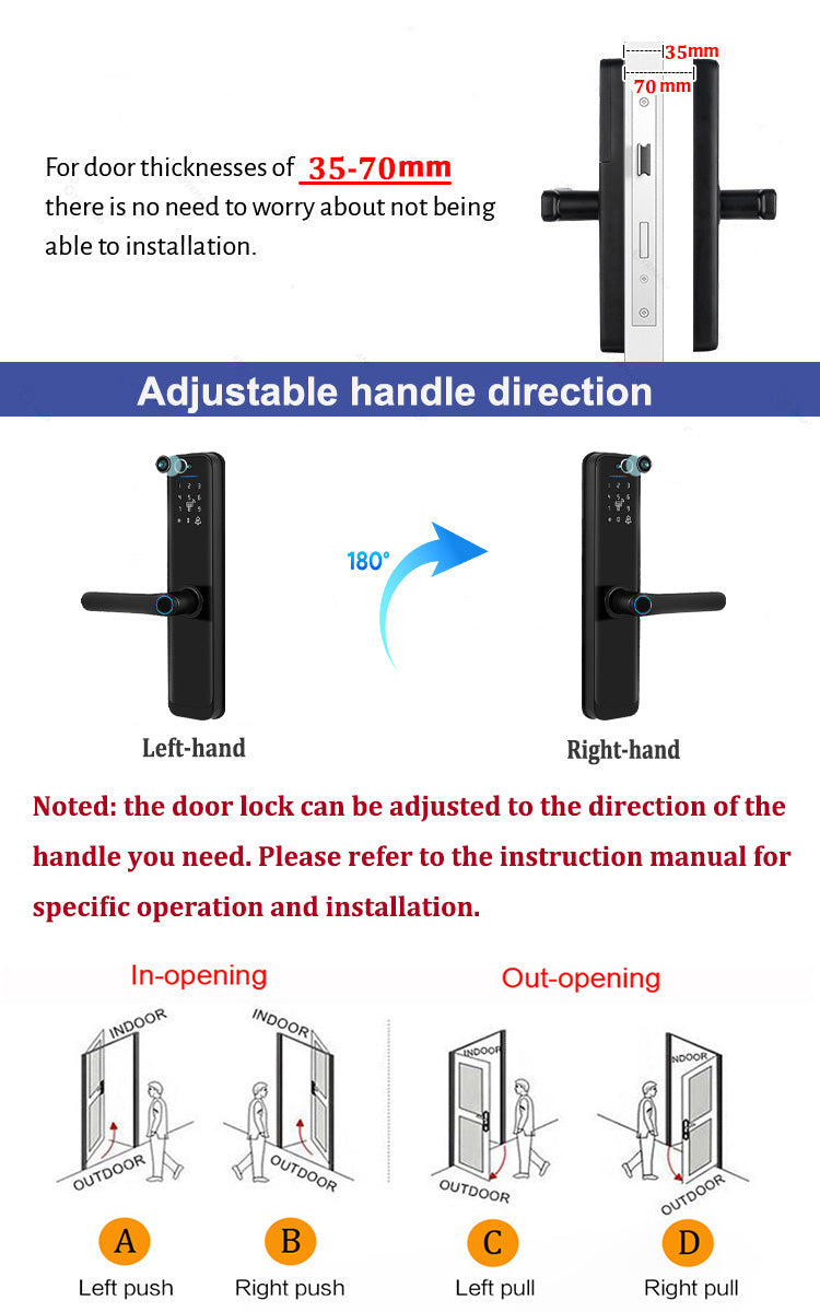 X9pro-TUYA App Biometric Fingerprint Smart Door Lock with Camera,RFID Card/Digital Passcode/Key/App Remote Unlock,Keyless Entry Electronic Smart Door Lock for Home Apartment