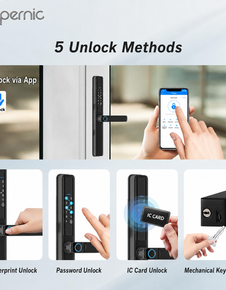 Tropernic F5 TTLOCK Smart Sliding Door Lock 5 in 1 Digital Lock with Doorbell App Unlock Waterproof Smart Door Lock for Aluminum Door