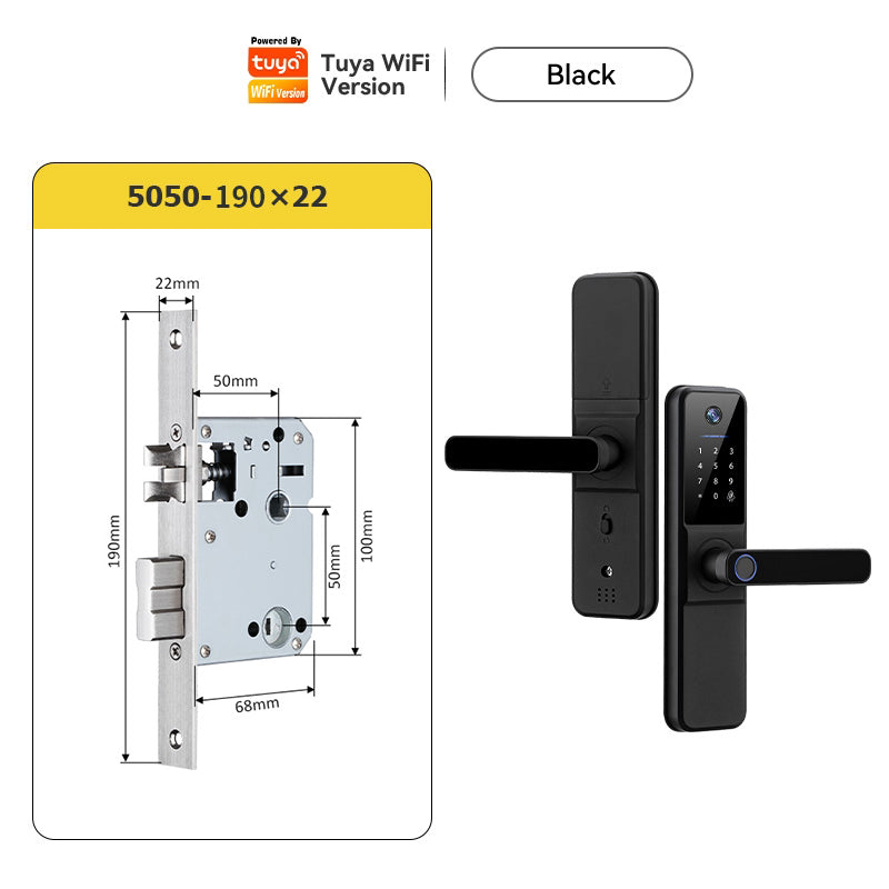 Tropernic H01PRO Tuya Smart Lock With Security Camera App Remote Unlock 5 In 1 Digital Lock With Doorbell For Home Fingerprint Password IC Card Key Unlock