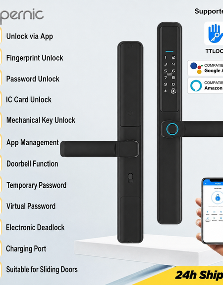 Tropernic F5 TTLOCK Smart Sliding Door Lock 5 in 1 Digital Lock with Doorbell App Unlock Waterproof Smart Door Lock for Aluminum Door
